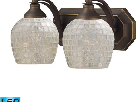 Bath and Spa 2 Light Led Vanity In Aged Bronze and Silver Glass Hot on Sale