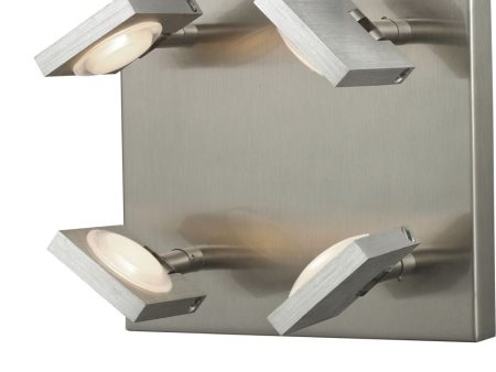 Reilly 4 Light Wall Sconce In Brushed Nickel and Brushed Aluminum For Discount