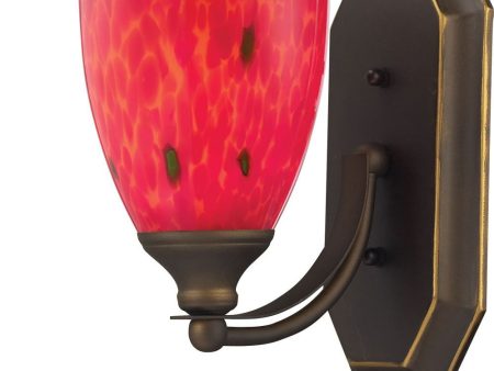 Bath and Spa 1 Light Led Vanity In Aged Bronze and Fire Red Glass Sale