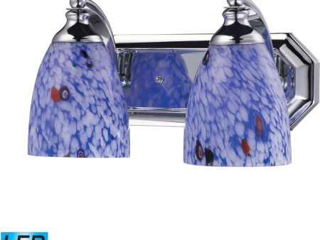 Bath and Spa 2 Light Led Vanity In Polished Chrome and Starburst Blue Glass Hot on Sale