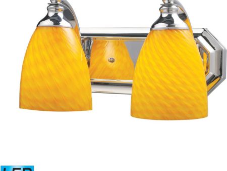 Bath and Spa 2 Light Led Vanity In Polished Chrome and Canary Glass Sale