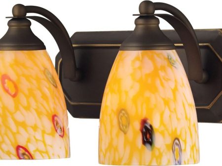 Bath and Spa 2 Light Vanity In Aged Bronze and Yellow Glass Online Sale