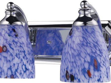 Bath and Spa 2 Light Vanity In Polished Chrome and Starburst Blue Glass Online