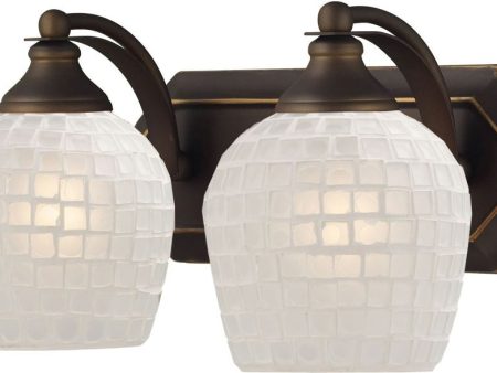 Bath and Spa 2 Light Vanity In Aged Bronze and White Glass Supply